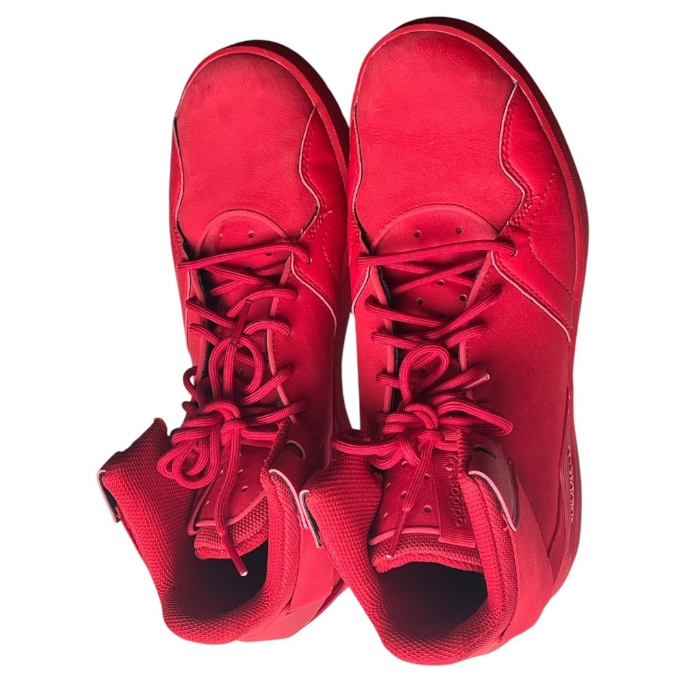 Adidas Men's 8 Red Leather High Top Basketball Sneakers